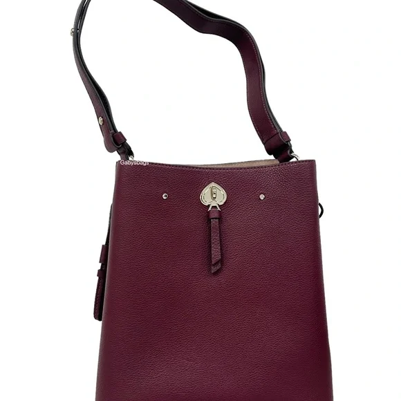 Kate Spade Marti Large Bucket Bag Shoulder Bag Deep Berry Pebbled Leather - Picture 5 of 7